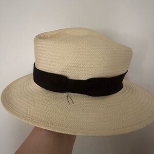 Elegant Cream Fedora with Black Band